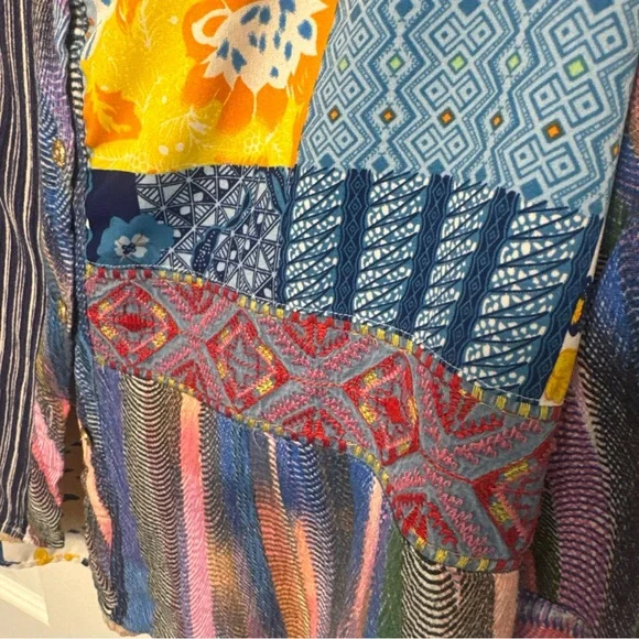 Caleaas Oversized Patchwork Embroidered Boho Blouse PL Johnny Was Style - Picture 8 of 9